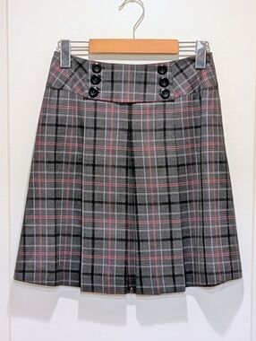 EUC Plum 2 00s Grey, Red and Black Tartan Mini Kilt